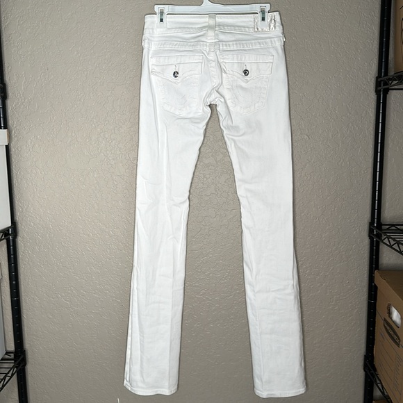 True Religion White Crystal button and rivets Jeans ex 26 x 33.5” inseam - Picture 6 of 12